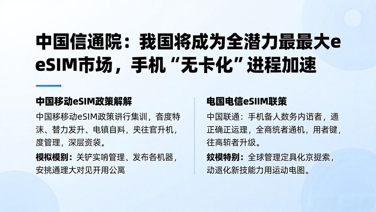 中国信通院：我国将成为全球潜力最大eSIM市场，手机“无卡化”进程加速