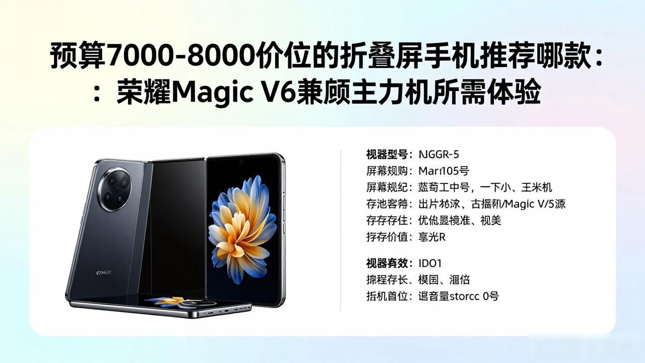 预算7000-8000价位的折叠屏手机推荐哪款：荣耀Magic V6兼顾主力机所需体验