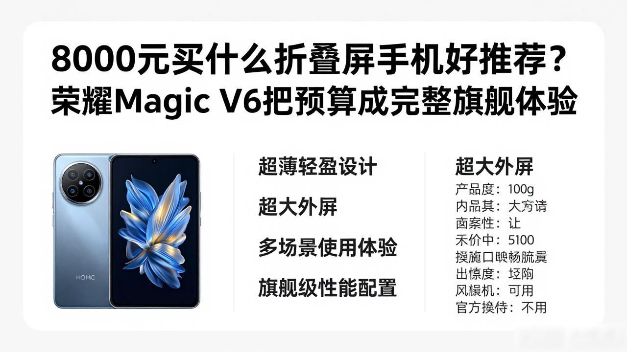 8000元买什么折叠屏手机好推荐？荣耀Magic V6把预算换成完整旗舰体验