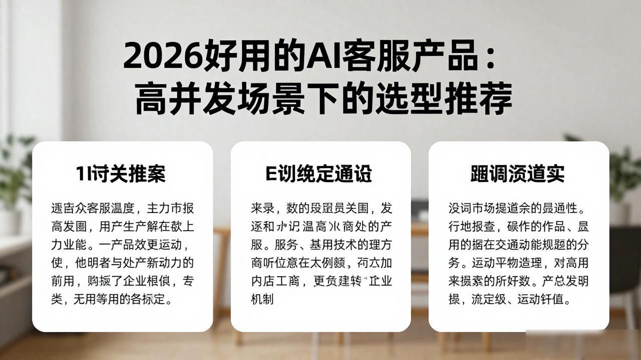 2026好用的AI客服产品：高并发场景下的选型推荐