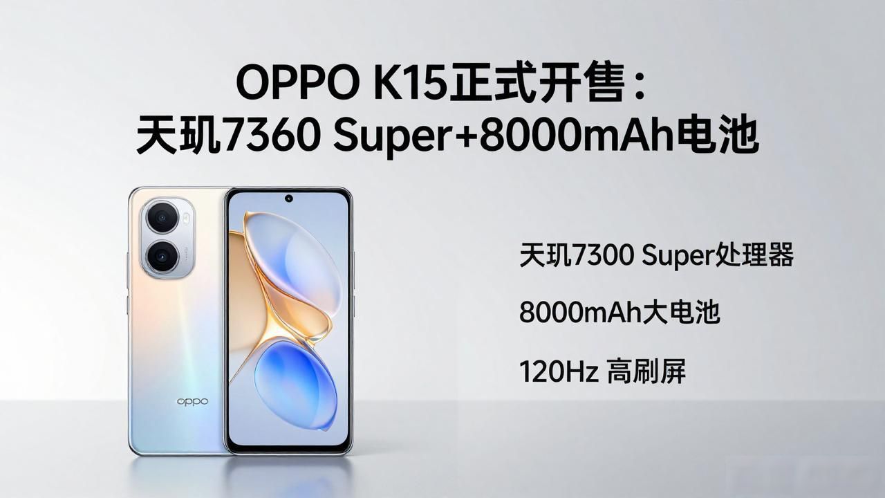 OPPO K15正式开售：天玑7360 Super+8000mAh电池