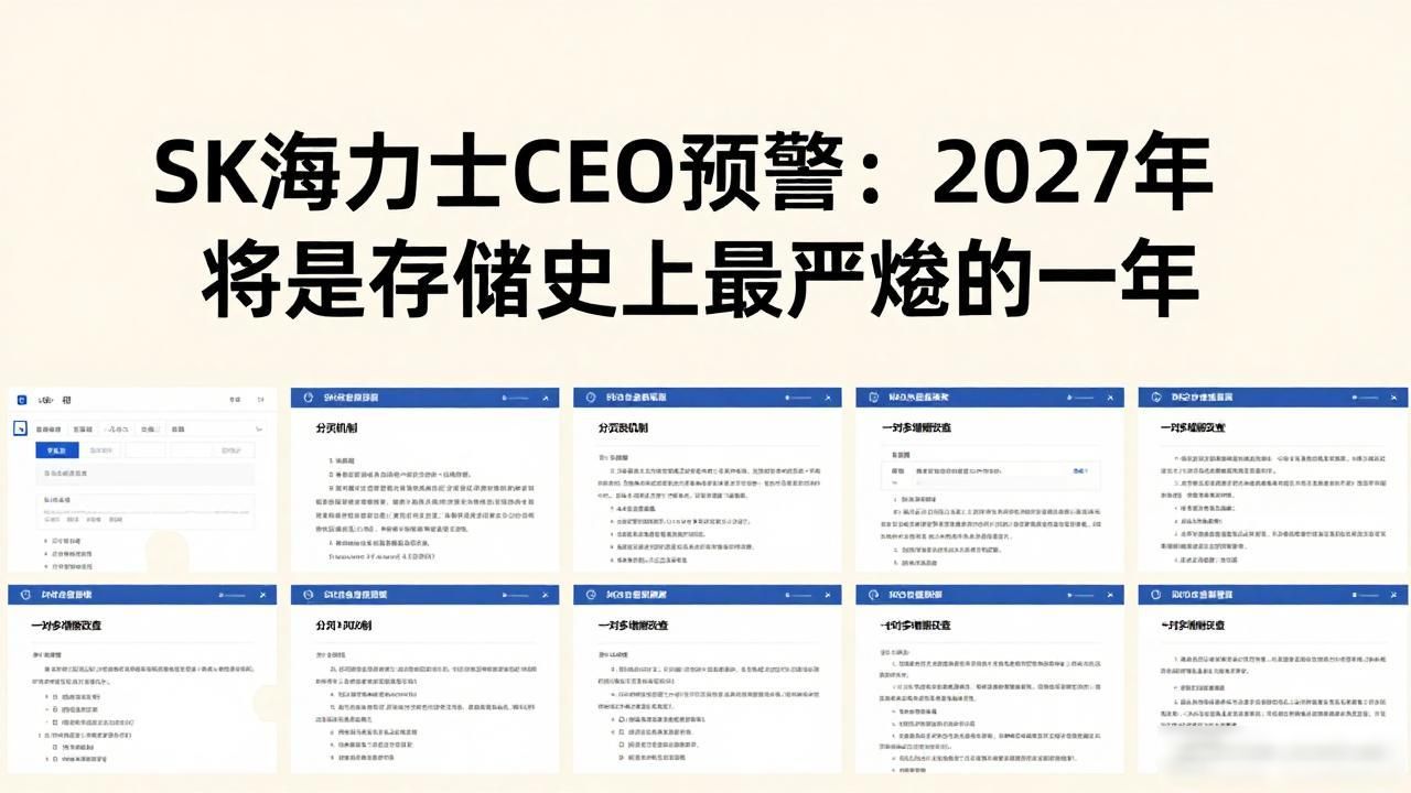 SK海力士CEO预警：2027年将是存储史上最严峻的一年