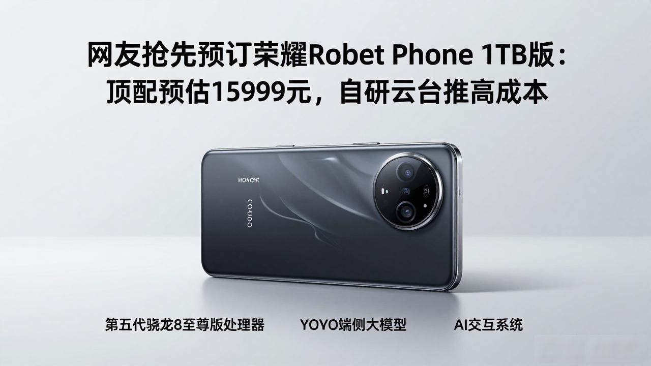 网友抢先预订荣耀Robot Phone 1TB版：顶配预估15999元，自研云台推高成本