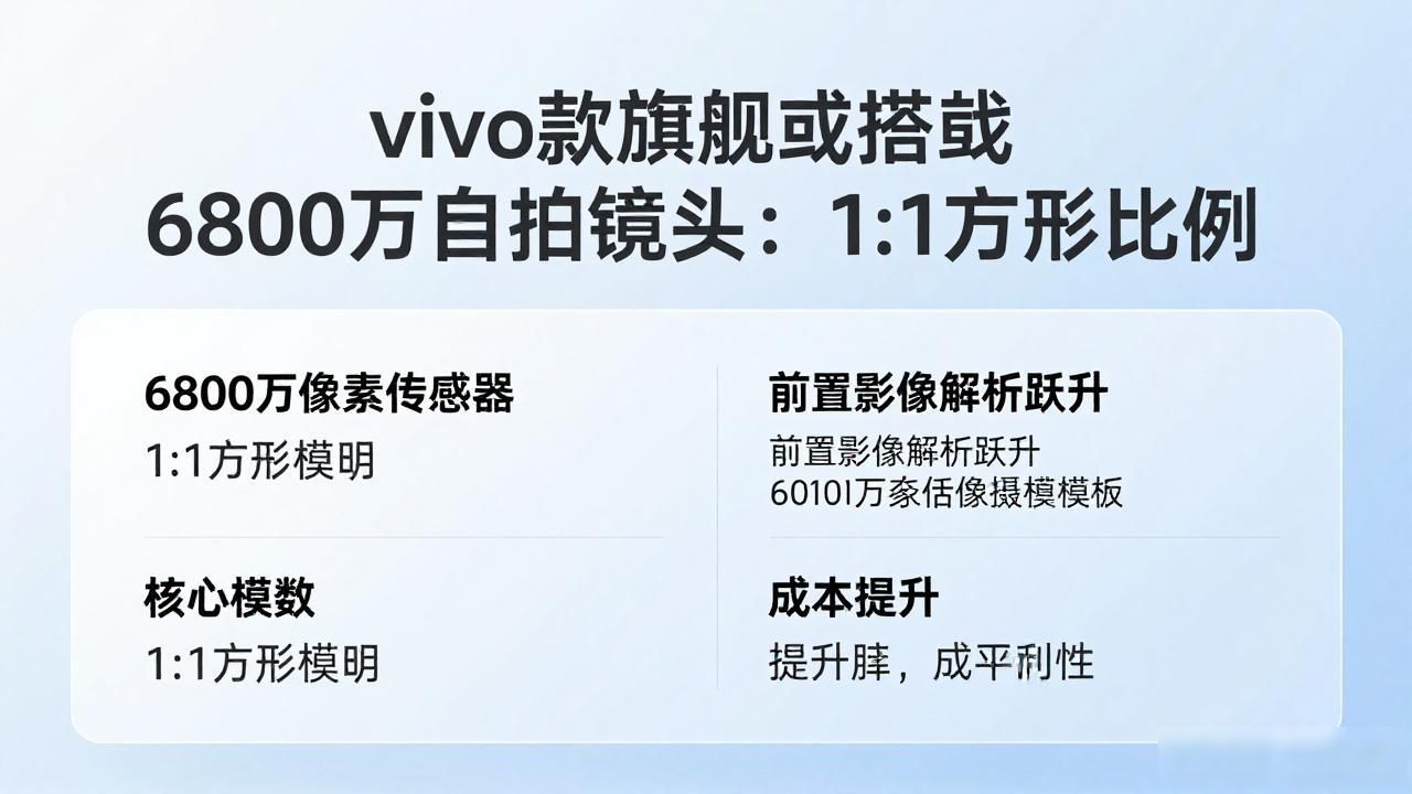 vivo新款旗舰或搭载6800万自拍镜头：1:1方形比例