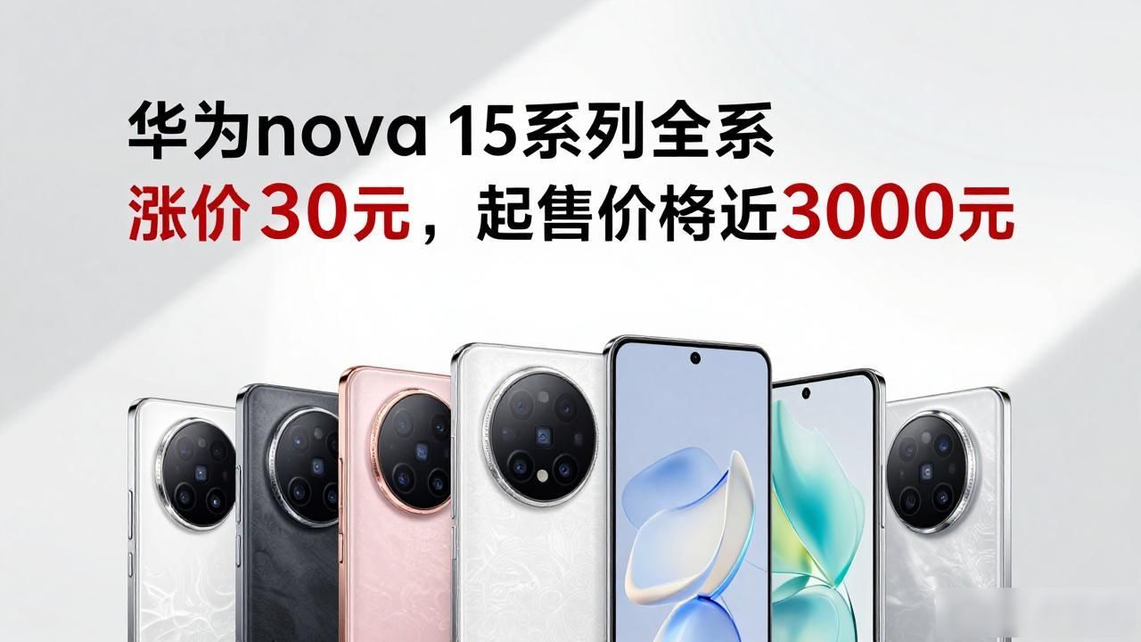 华为nova 15系列全系涨价300元，起售价将近3000元