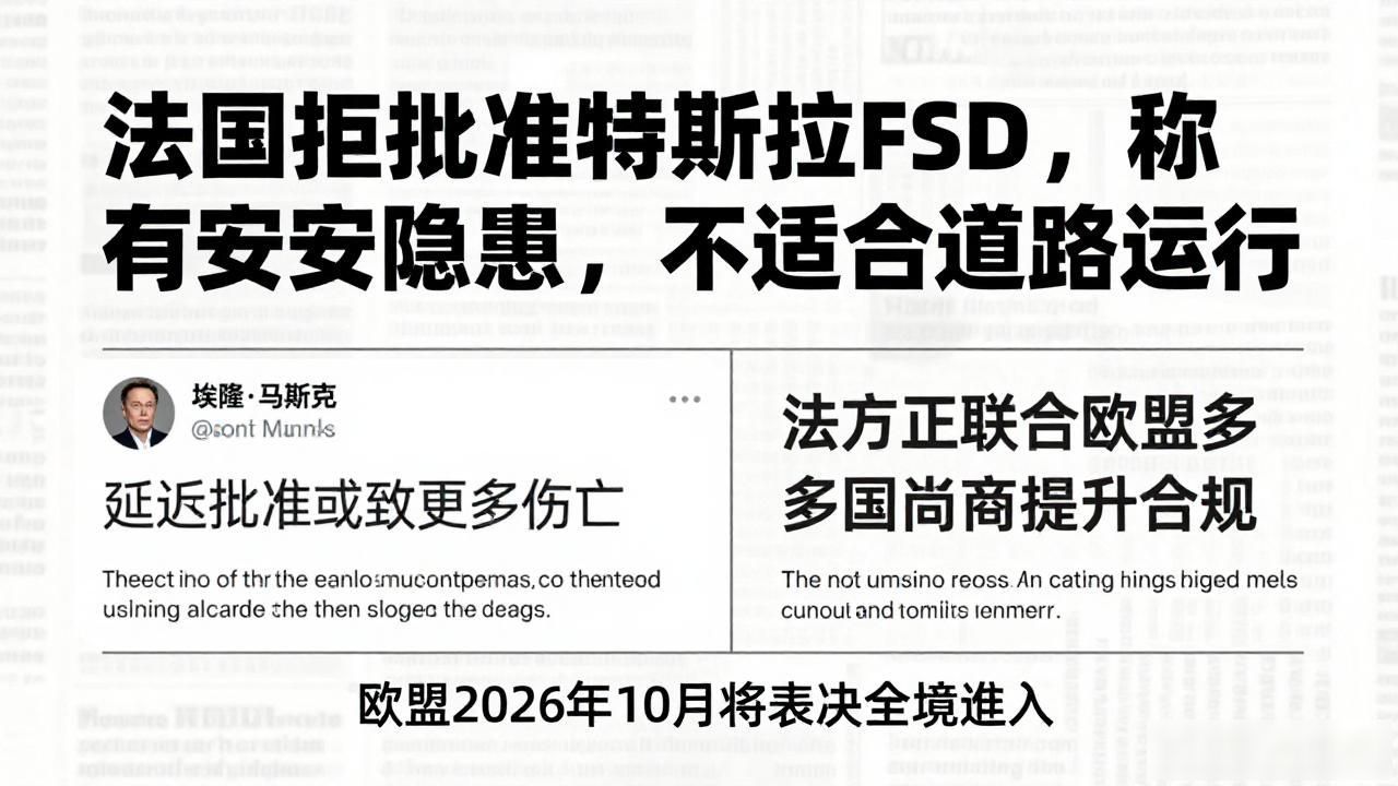 法国拒批准特斯拉FSD，称有安全隐患 不适合道路运行