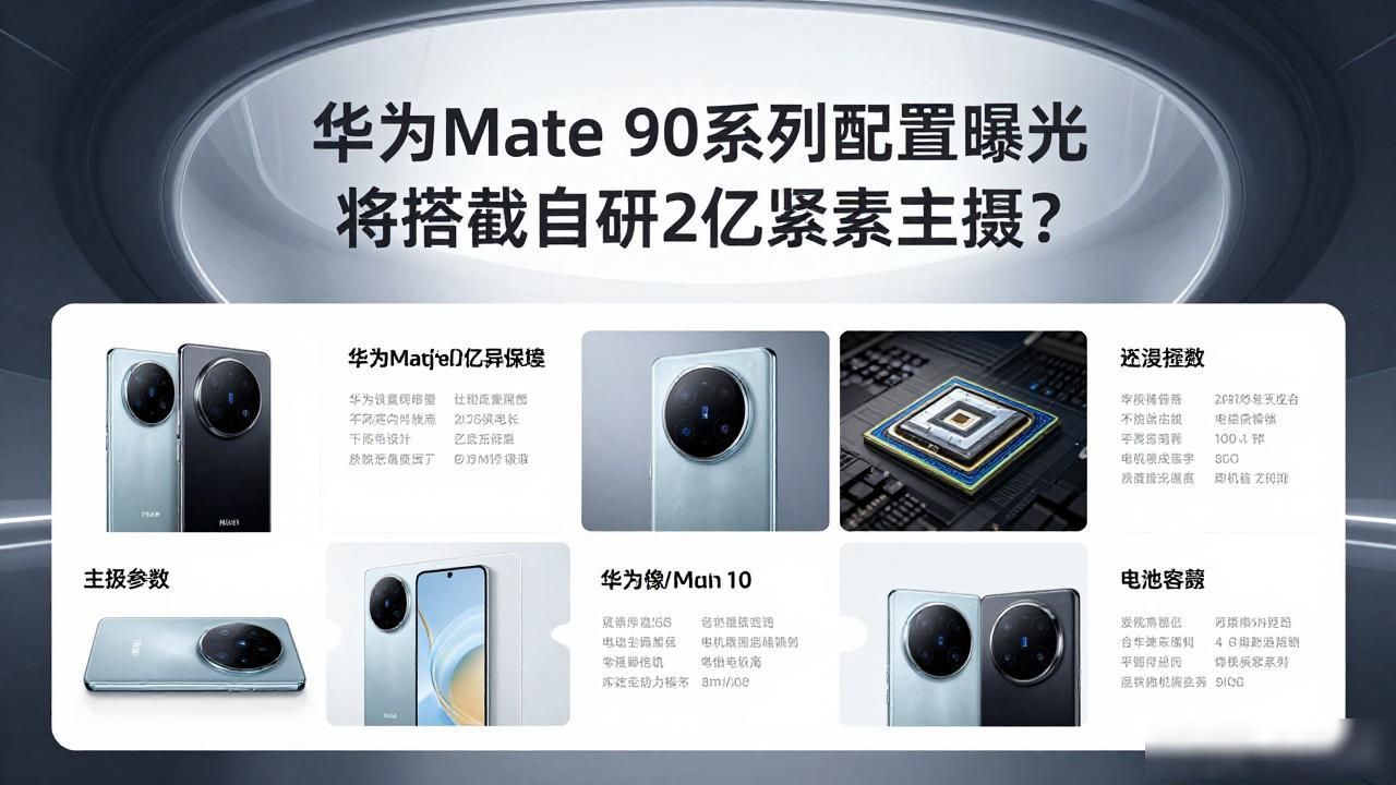 华为Mate 90系列配置曝光 将搭载自研2亿像素主摄？