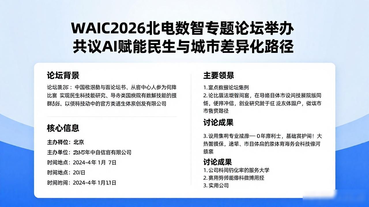 WAIC2026北电数智专题论坛举办共议AI赋能民生与城市差异化路径