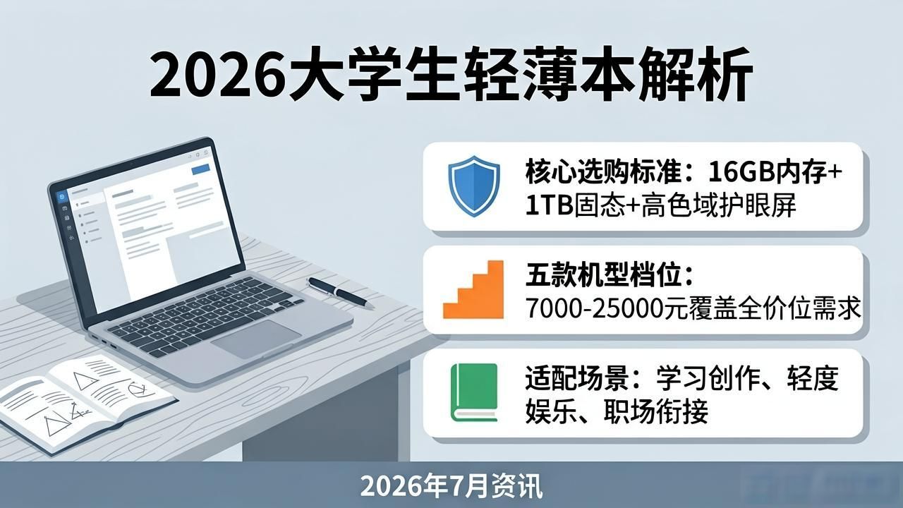 2026 年 7 月大学生轻薄本：从入门到旗舰，五款机型全解析
