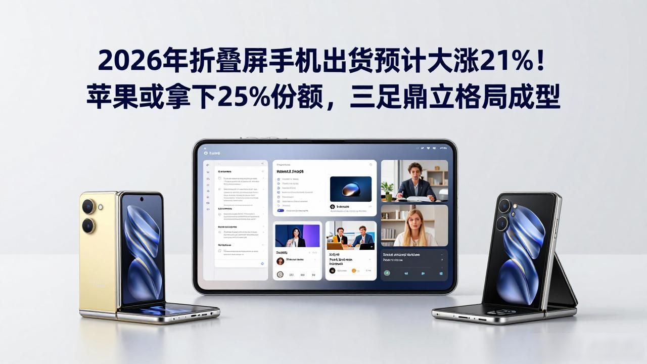 2026年折叠屏手机出货预计大涨21%！苹果或拿下25%份额，三足鼎立格局成型