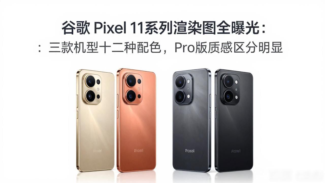 谷歌Pixel 11系列渲染图全曝光：三款机型十二种配色，Pro版质感区分明显