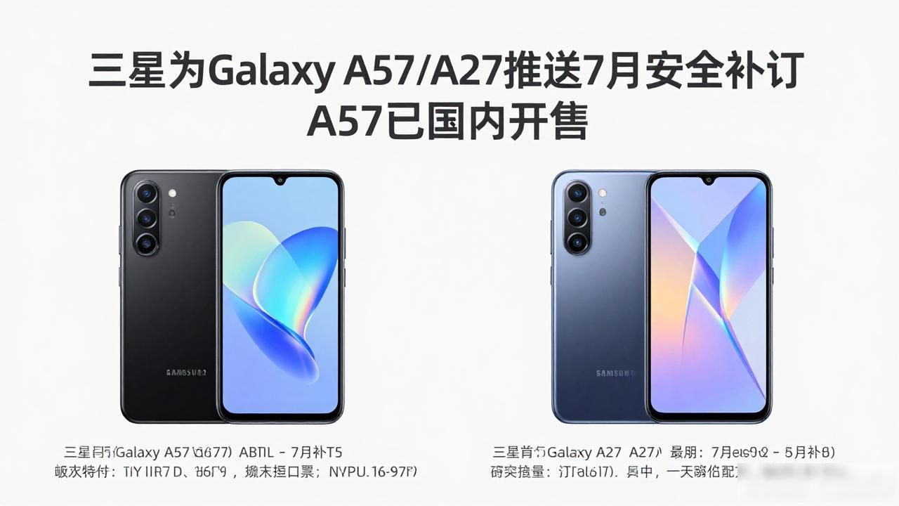 三星为Galaxy A57/A27推送7月安全补丁 A57已在国内开售