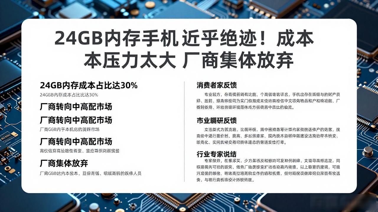 24GB内存手机近乎绝迹！成本压力太大 厂商集体放弃